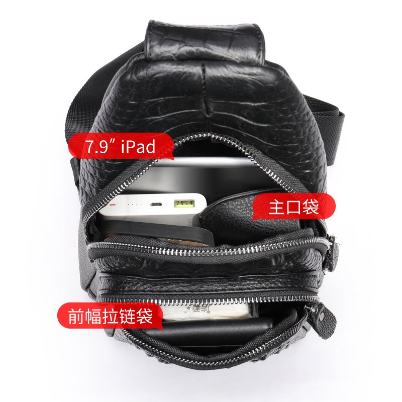 Genuine Leather Men'S Chest Bag High-End Men'S Casual Crossbody Bag Small Top Layer Cowhide Shoulder Bag Boys Bag - Image 4