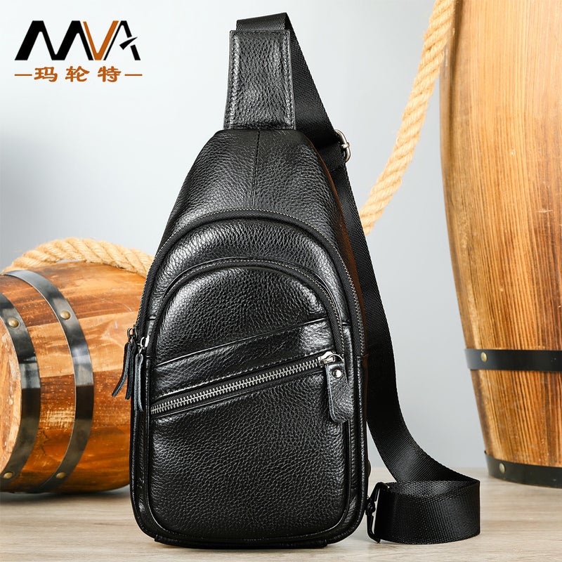 Genuine Leather Men'S Chest Bag High-End Men'S Casual Crossbody Bag Small Top Layer Cowhide Shoulder Bag Boys Bag - Image 2