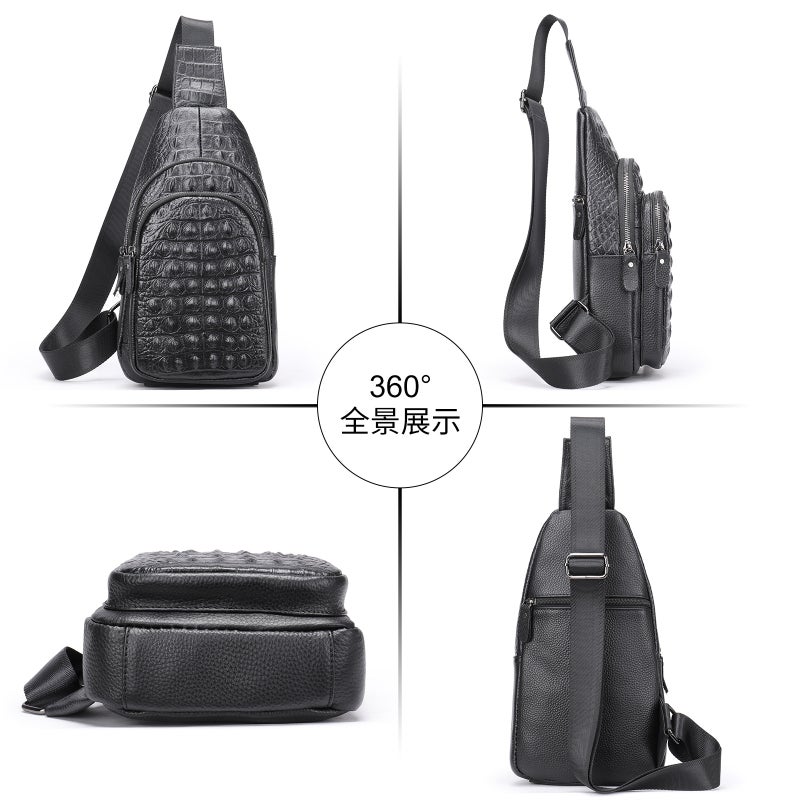 Genuine Leather Men'S Chest Bag High-End Men'S Casual Crossbody Bag Small Top Layer Cowhide Shoulder Bag Boys Bag - Image 5