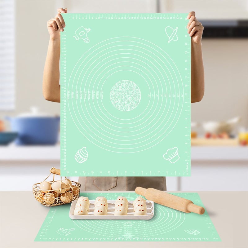 EVA Baking Mat Non Stick Reusable Dough Pizza Cake Bread Cookies Candy Macarons Green 15.75 19.69 Inch Durable Easy To Clean For Home And Industrial Kitchens Kitchen Essentials - Image 1