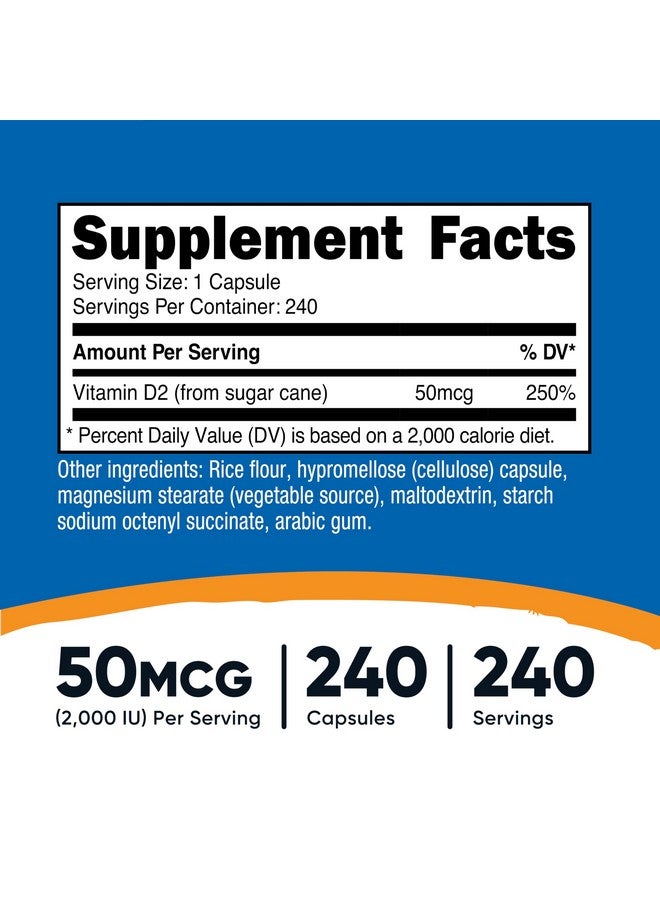 Nutricost Vitamin D2 Supplement (2000 IU) 240 Capsules - Vegan, Non-GMO, Gluten-Free, Third-Party Tested - Image 2