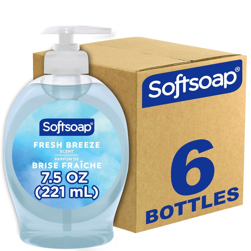 Softsoap صابون يد سائل سوفت صابون، نسيم منعش - 7.5 أونصة سائلة (عبوة من 6) - Image 1