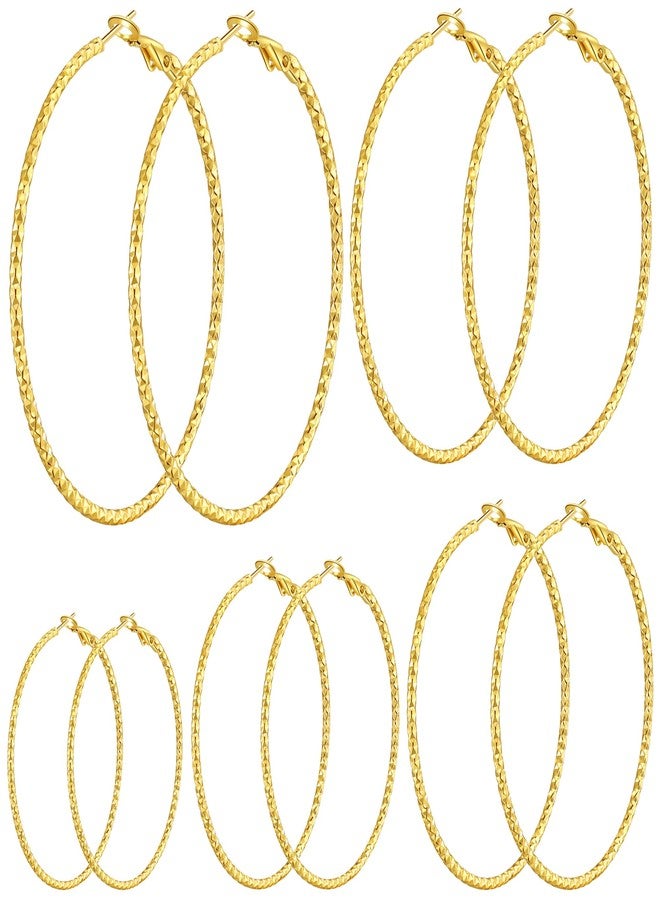 Cuicanstar 5/10 Pairs Stainless Steel Hoop Earrings for Women Hypoallergenic Large Small 14K Gold Starry Sky Filigree Hoops Silver Hoop Earring Pack Lightweight Fashion Earrings Set, 30mm 40mm 50mm 60mm 70mm - Image 1