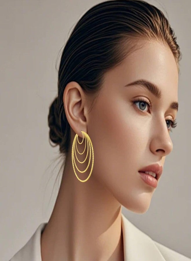 Cuicanstar 5/10 Pairs Stainless Steel Hoop Earrings for Women Hypoallergenic Large Small 14K Gold Starry Sky Filigree Hoops Silver Hoop Earring Pack Lightweight Fashion Earrings Set, 30mm 40mm 50mm 60mm 70mm - Image 5