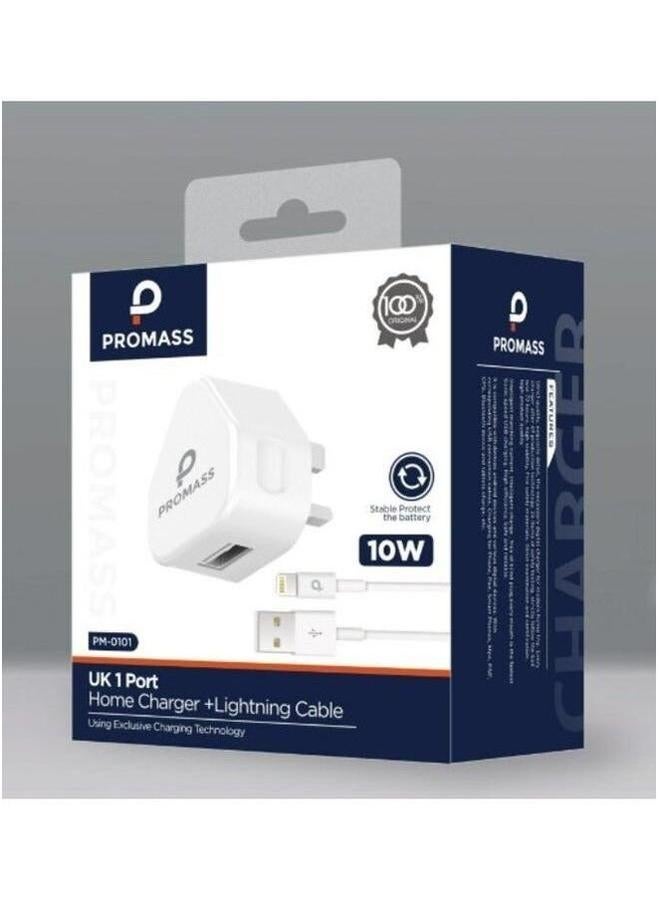 PROMASS - Wall head with iPhone USB cable, 10 W, white, M/PM0101 - Image 1