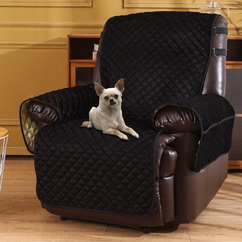 LUFEIJIASHI Recliner Covers Non Slip Waterproof Large Recliner Chair Covers for Leather Chairs Recliner Sofa Cover for Living Room Recliner Furniture Protectors for Dog Pets Black 28