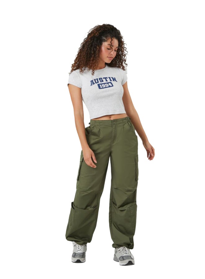 FOREVER 21 Wide-Leg Cargo Parachute Pants - Image 1