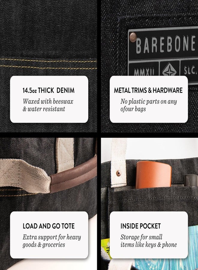 Barebones Neelum Market Tote - 16L Waxed Denim Everyday Carry Bag with Adjustable Strap, Small Canvas Utility Tote for Shopping, Travel, Market Trips, and Daily Essentials - Image 2