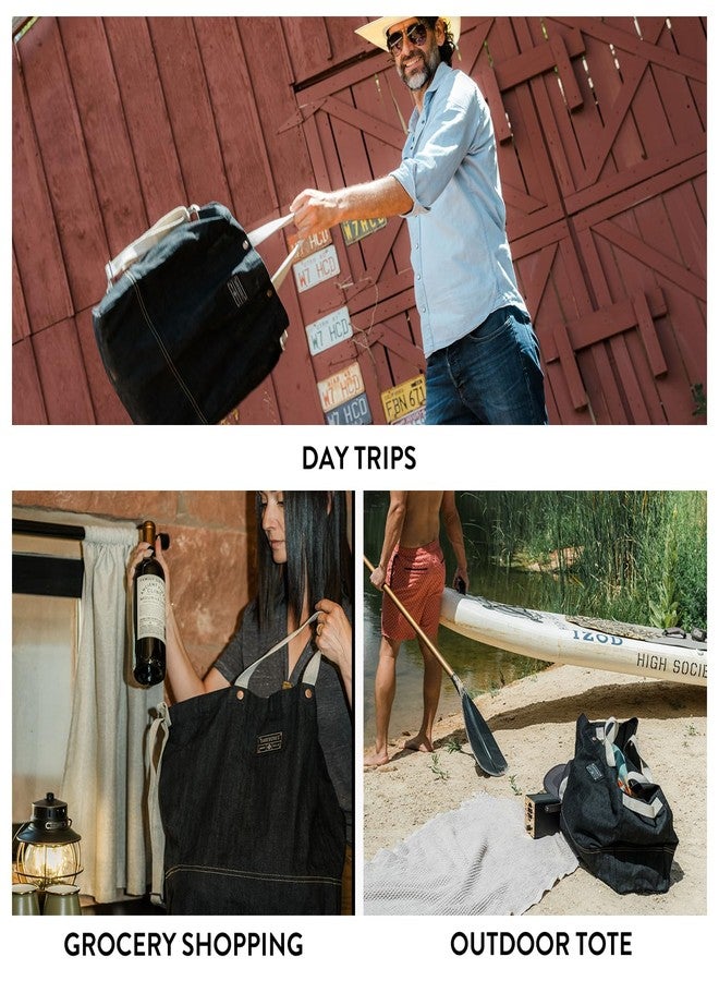Barebones Neelum Market Tote - 16L Waxed Denim Everyday Carry Bag with Adjustable Strap, Small Canvas Utility Tote for Shopping, Travel, Market Trips, and Daily Essentials - Image 3