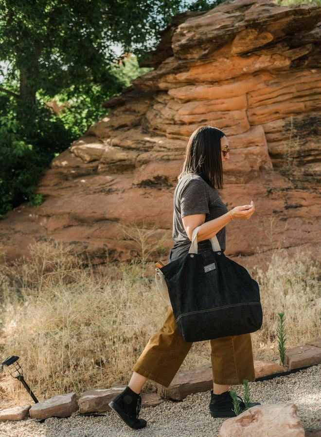 Barebones Neelum Market Tote - 16L Waxed Denim Everyday Carry Bag with Adjustable Strap, Small Canvas Utility Tote for Shopping, Travel, Market Trips, and Daily Essentials - Image 4