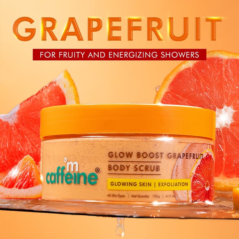 MCaffeine mCaffeine Glow Boost Grapefruit Body Scrub  Tan Removal  AHA Lactic  Glycolic Acid Niacinamide  Vitamin C Rich Grapefruit for Glowing Soft  Smooth Skin  Remove Dry Dead Skin  Fruity Grapferuit Aroma  175g  - Image 5