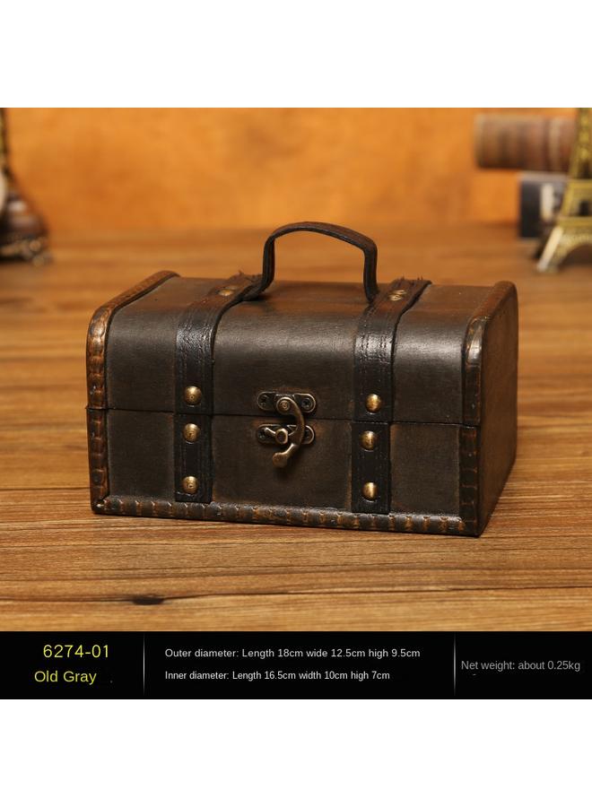 الأزرق جي دبليو حقيبة سفر جديدة على الطراز الأوروبي ، يتم تخزين مستحضرات التجميل وترتيب الصناديق الخشبية ، صندوق مجوهرات سطح المكتب الرجعية ، صندوق تغليف الهدايا الخشبية - Image 1