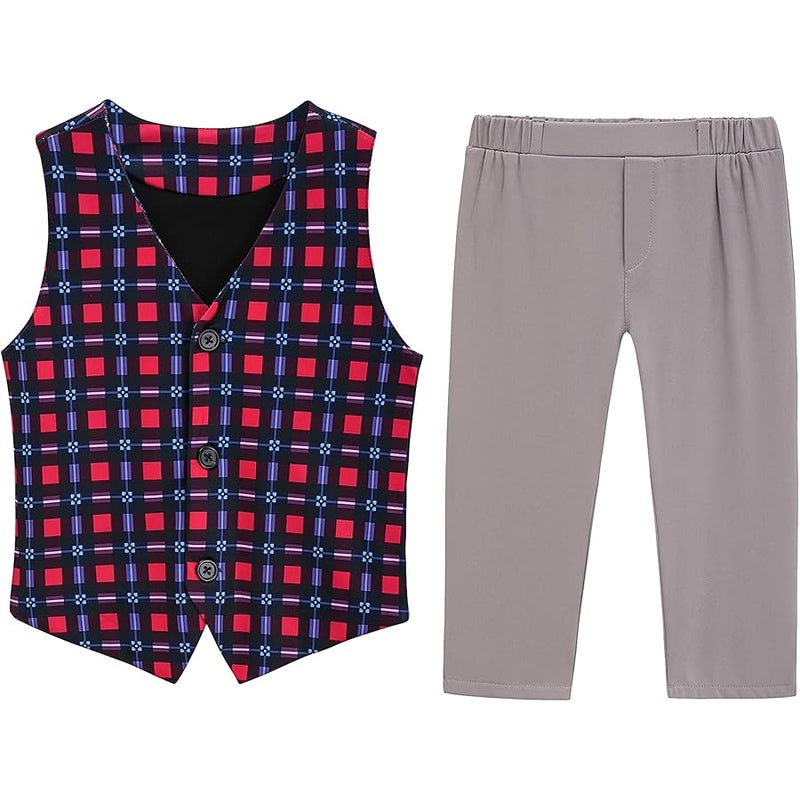 Z-متجر Z-Shop Old Man Costume for Kids 100 Days of School Costume Grandpa Outfit Vest and Pants for Boy - Image 2