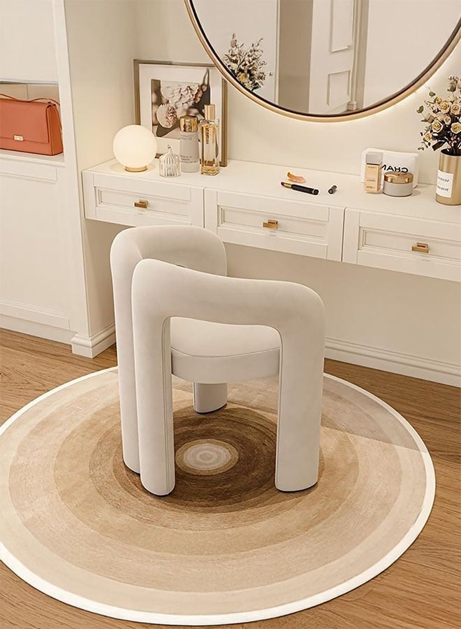 LEDIN Modern Vanity Chair, Fluffy Single Sofa, Minimalist Makeup Desk Chairs for Bedroom, Living Room, 61 x 56 x 78 cm (White) - Image 4