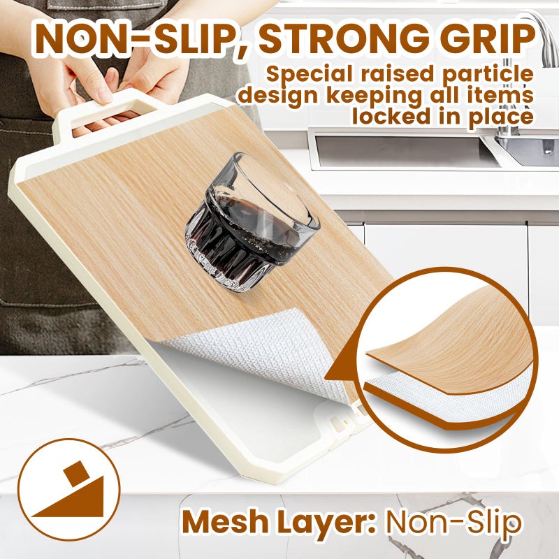 TheBaDaz Drawer Shelf Liner for Kitchen Cabinets Non-Adhesive, Non Slip Shelf Paper Waterproof Thickened Cabinet Liners for Shelves, Strong Grip Mats for Cupboard, Dresser, Pantry, Beige, 12 in x 10 FT - Image 2