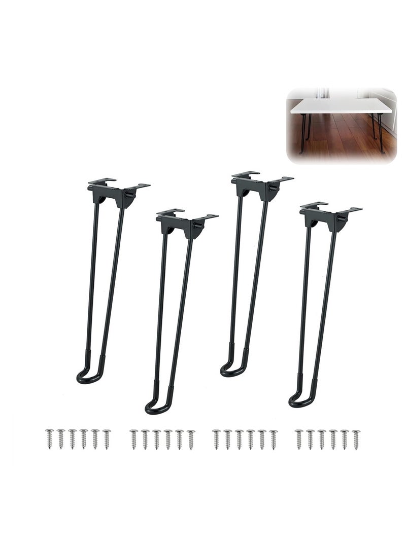 Excefore Folding Hairpin Table Legs, 12.6 Inch Heavy Duty Metal Folding Furniture Feet for Furniture, Sofa, Bed, Cabinet, Home DIY Projects, with Mounting Screw, Black, 4PCS - Image 1