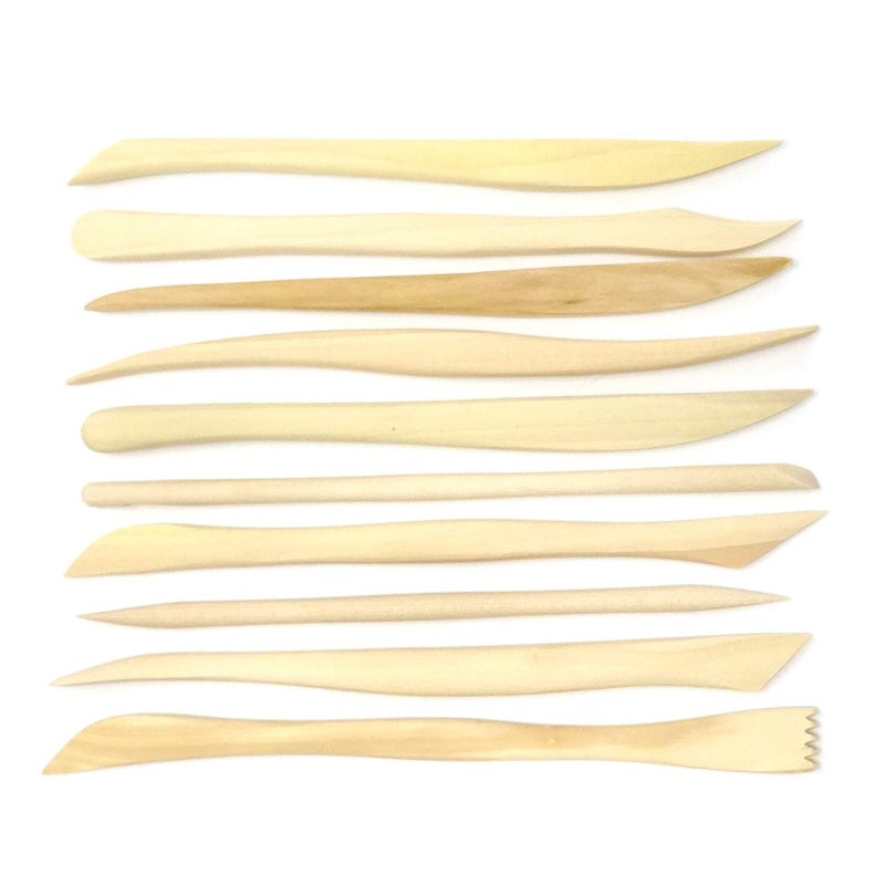 Honbay 10Piece Double Ended Wooden Mini Modeling Tools Clay Sculpture Tools for Cutting Carving and Smoothing