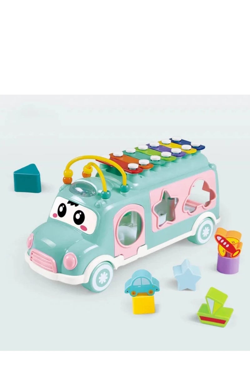 هوانجر باص تعليمي موسيقي بألوان زاهية ومجسمات تفاعلية للأطفال من سن 18 شهر - Image 1