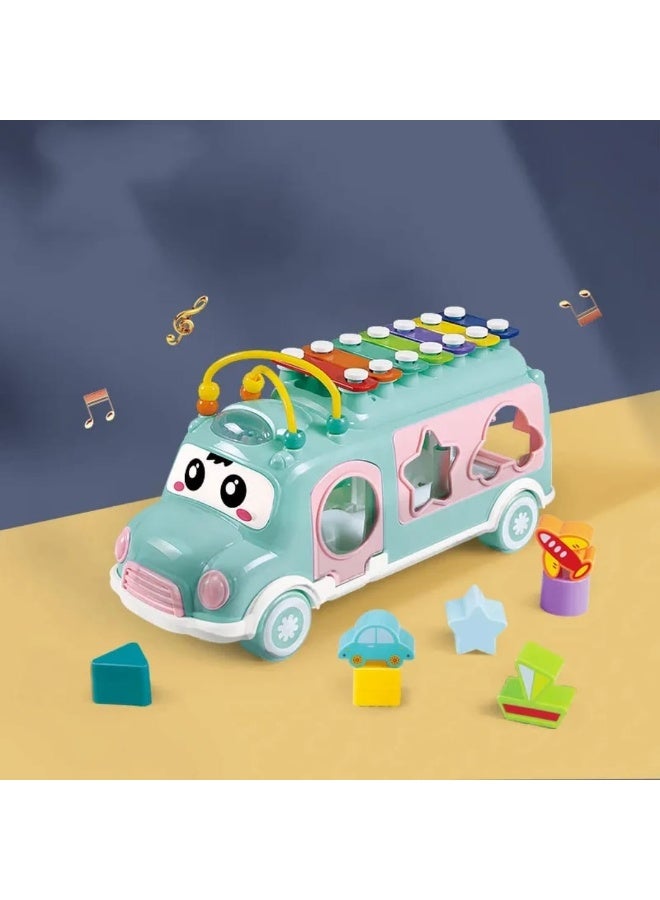 هوانجر باص تعليمي موسيقي بألوان زاهية ومجسمات تفاعلية للأطفال من سن 18 شهر - Image 5