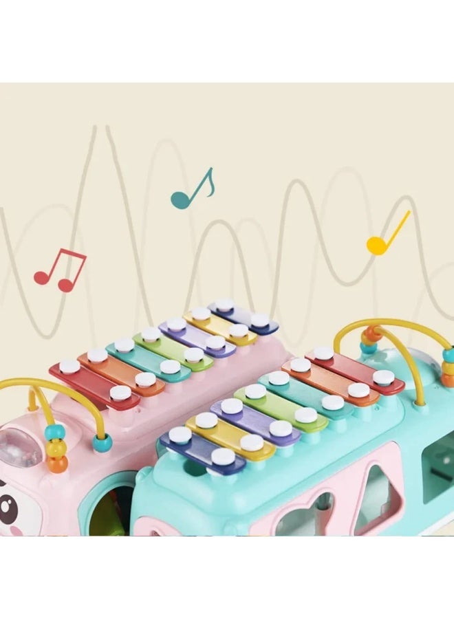 هوانجر باص تعليمي موسيقي بألوان زاهية ومجسمات تفاعلية للأطفال من سن 18 شهر - Image 3