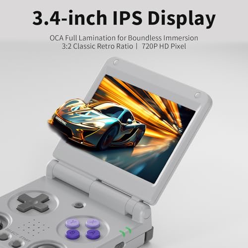 GiipGoop RG34XXSP Retro Handheld Game Console RG34XX SP Retro Gaming Console with 64G Preloaded 5000+ Games,3300 mAh Battey, Portable Pocket Arcade Support 30+ Simulators 5G WiFi Bluetooth HD Gray - Image 3