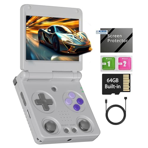 GiipGoop RG34XXSP Retro Handheld Game Console RG34XX SP Retro Gaming Console with 64G Preloaded 5000+ Games,3300 mAh Battey, Portable Pocket Arcade Support 30+ Simulators 5G WiFi Bluetooth HD Gray - Image 1