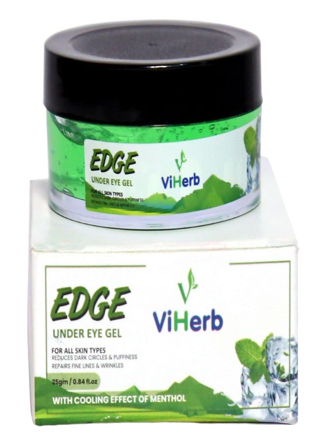 VIHERB Edge Under Eye Natural Gel for All Skin Types with Cooling Effect of Menthol | Men and Women | Reduces Dark Circles | Puffiness | Repair Fine Lines & Wrinkles | No Parabens & Sulphates - 25gram - Image 1
