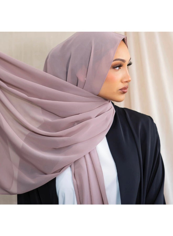 Dujalil Chiffon Lightweight Sheila & Hijab Scarf for Women, Light Brown #063, 200 x 70 cm, Indonesian Fabric - Image 5