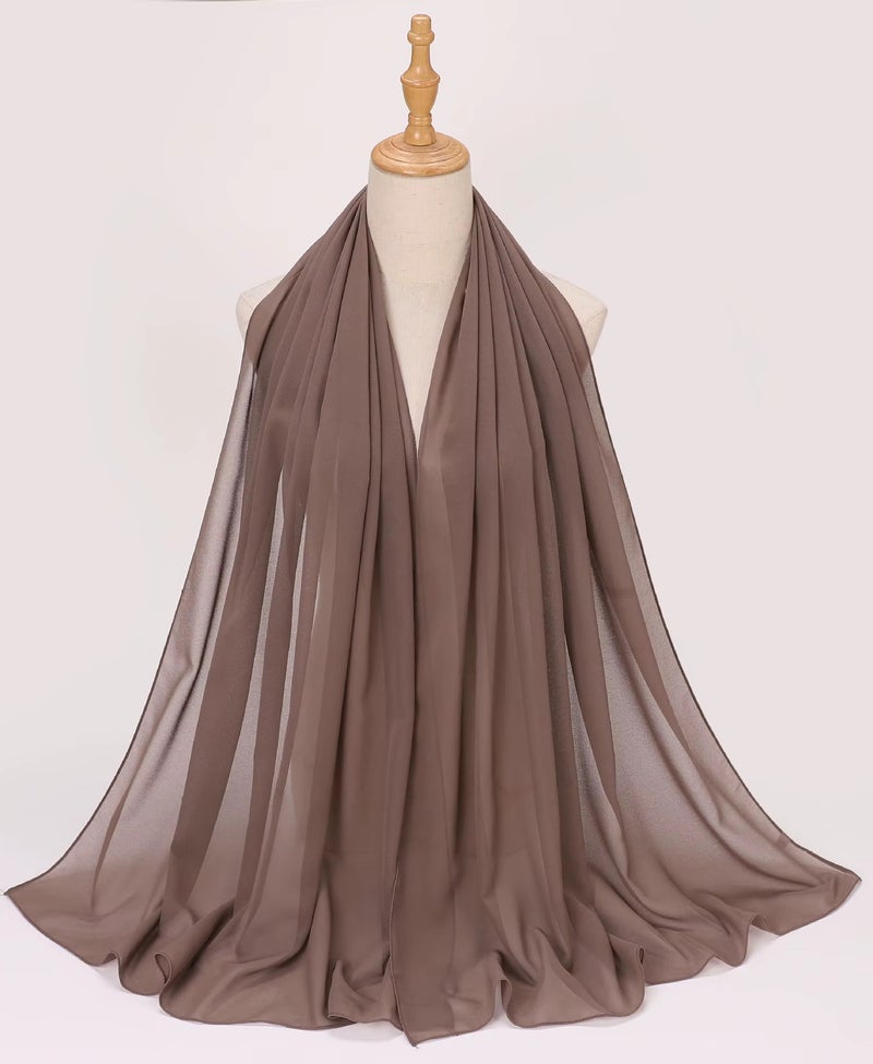 Dujalil Chiffon Lightweight Sheila & Hijab Scarf for Women, Light Brown #063, 200 x 70 cm, Indonesian Fabric - Image 1