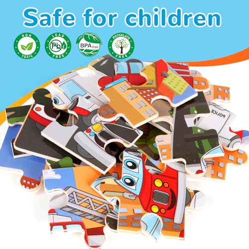NASHRIO Wooden Puzzles Toys for Kids Ages 3-5, Set of 4 Packs Dinosaur, Space, Transportation Wood Toddler Puzzles, Preschool Brain Teaser Toys for Boys and Girls 2 3 4 5 6 Years Old - Image 4