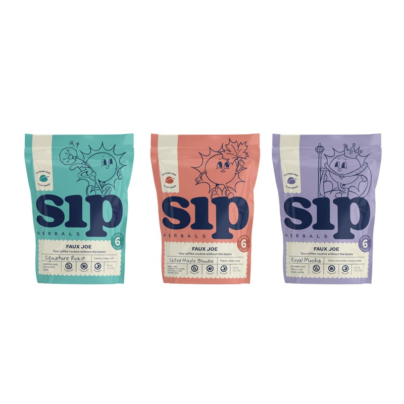 Sip Herbals Caffeine-Free, Dandelion Root Tea - Loose Leaf Coffee Alternative with Carob and Chicory - Organic Coffee Substitute - The Favorites Sample Bundle (18 servings) - Loose Leafs - Image 1