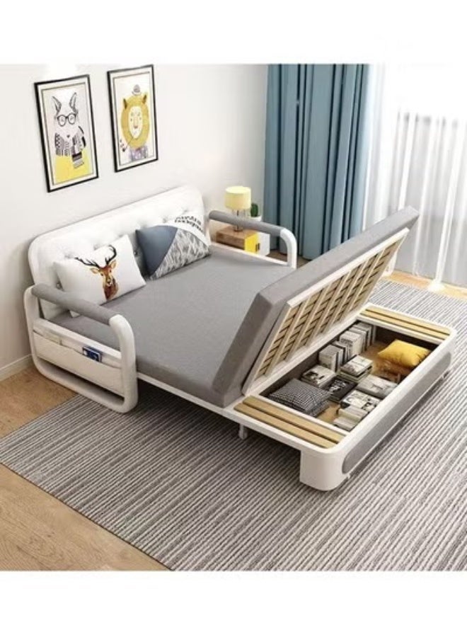 فاشون هوم أريكة سرير متعددة الوظائف 2 في 1 بتصميم عصري قابلة للطي والتمديد بمقعد مزدوج وأريكة سرير مريحة مع مرفق تخزين وجيوب جانبية أثاث مشترك لغرفة المعيشة وغرفة النوم 158 × 192 × 85 سم - Image 2