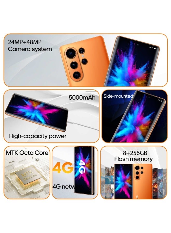  FUFFI هاتف ذكي S26 Pro هاتف خلوي بنظام تشغيل Android 12 بشاشة 6.67 بوصة، هاتف محمول 8+256 جيجا بايت 24 ميجا بيكسل + 48 ميجا بيكسل 5000 مللي أمبير في الساعة لهاتف متجر جوجل بلاي أسود - Image 3
