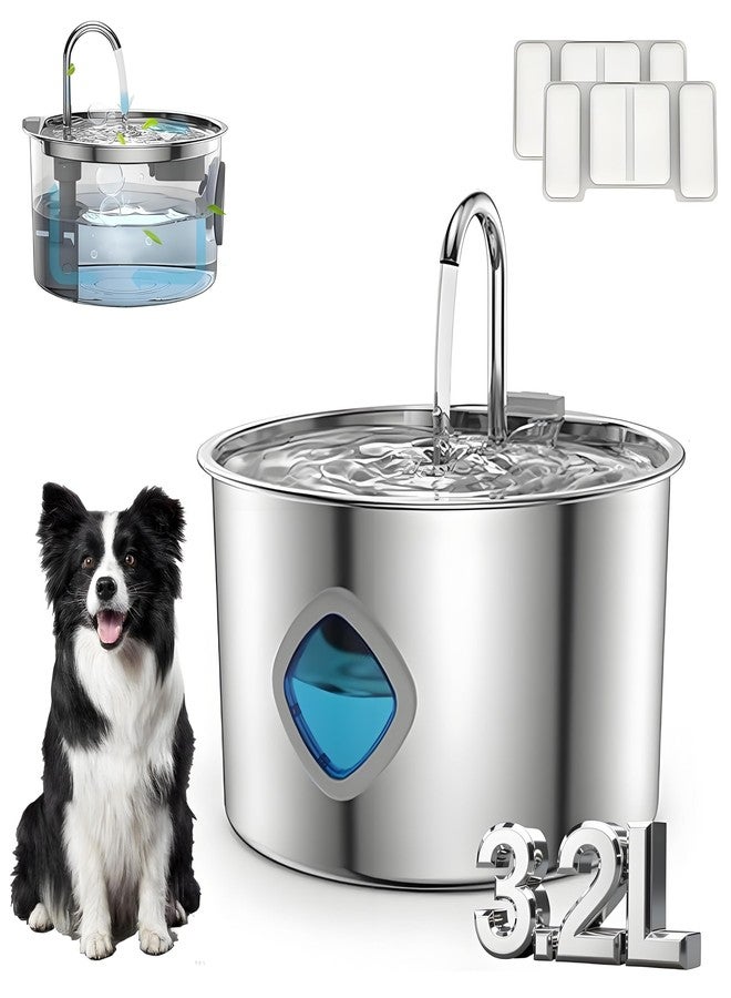 Yaslayp Pawdrate Dog Water Fountain,Automatic Cat Dog Water Dispenser with Quiet Pump,Large Capacity of 3.2L,3 Drinking Modes,Cordless Design,Ultra-Durable for Small to Large Pets (1PCS+2 Filters, 3.2L) - Image 1