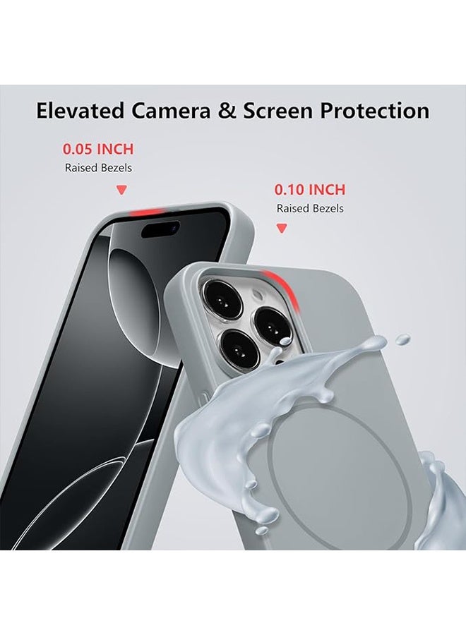 Liquid Silicone Magsafe Case with Adjustable Shoulder Neck Lanyard Strap for iPhone 16 Pro, Full Shockproof Protection Shockproof Protective Phone Cover - Grey - Image 4
