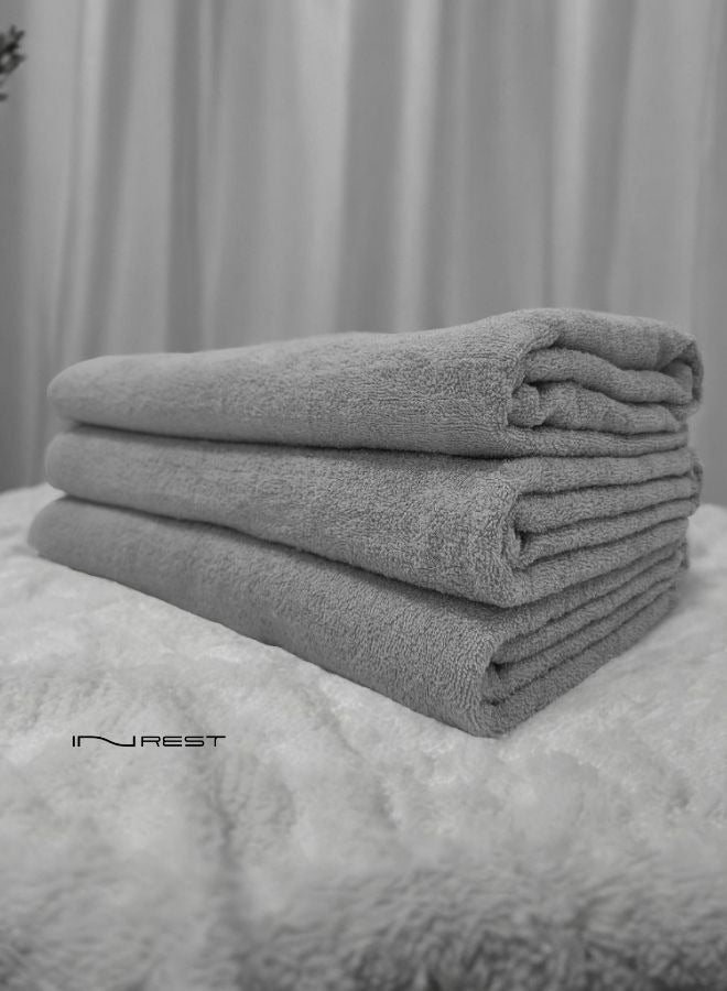 Inrest Home Hotel Towels Gray Color 100% Cotton Size 80*160 Cm - INREST