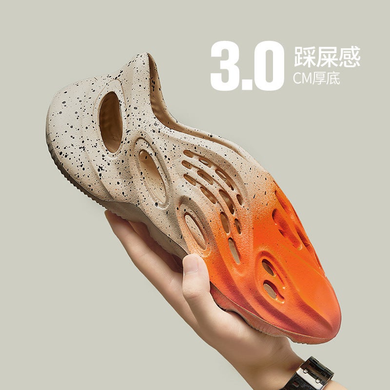 Explosions Coconut Hole Shoes Inkjet Korean Style Casual All-Match Outwear Trendy Men'S Sandals Garden Shoes - Image 1