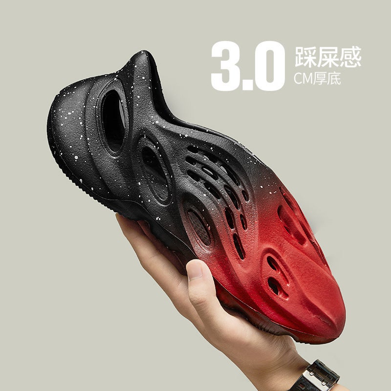 Explosions Coconut Hole Shoes Inkjet Korean Style Casual All-Match Outwear Trendy Men'S Sandals Garden Shoes - Image 4
