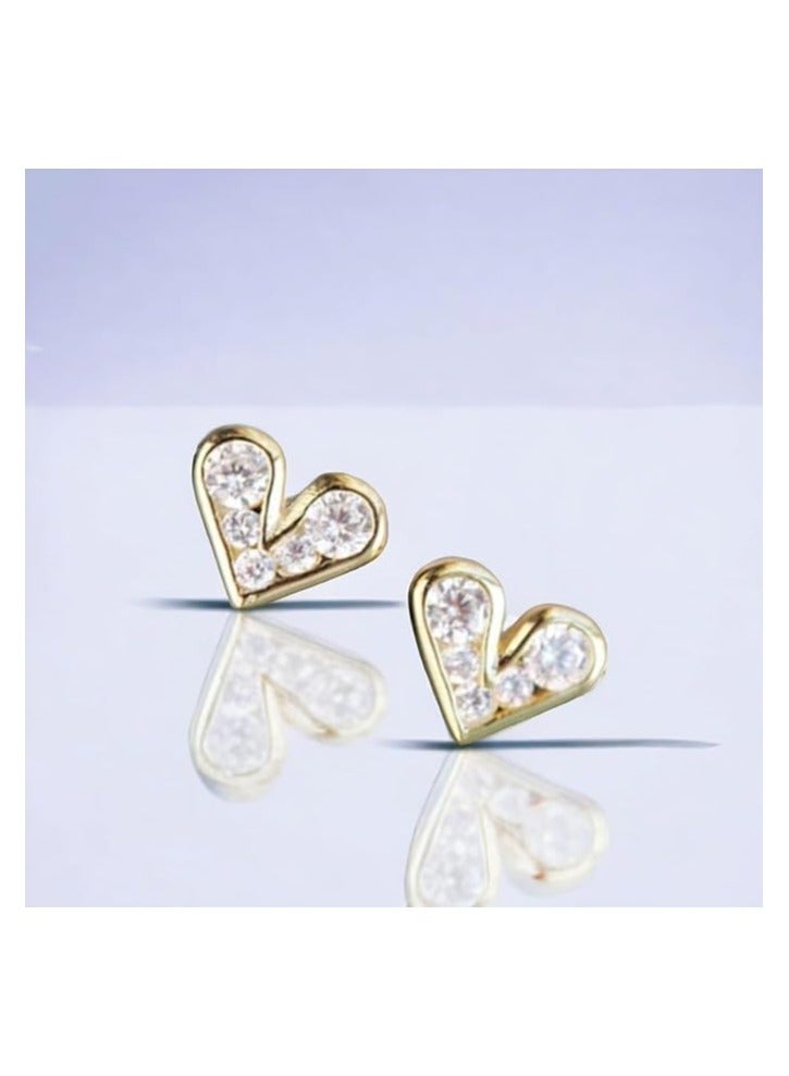 بونكا أقراط بونكا الأنيقة للفتيات والنساء تستحقها كل امرأة  حلق قلب صغير ذهبي - Image 3