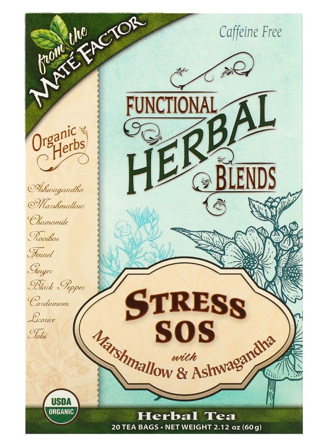 Stress SOS with Marshmallow & Ashwagandha Caffeine Free 20 Tea Bags 2.12 oz (60 g)