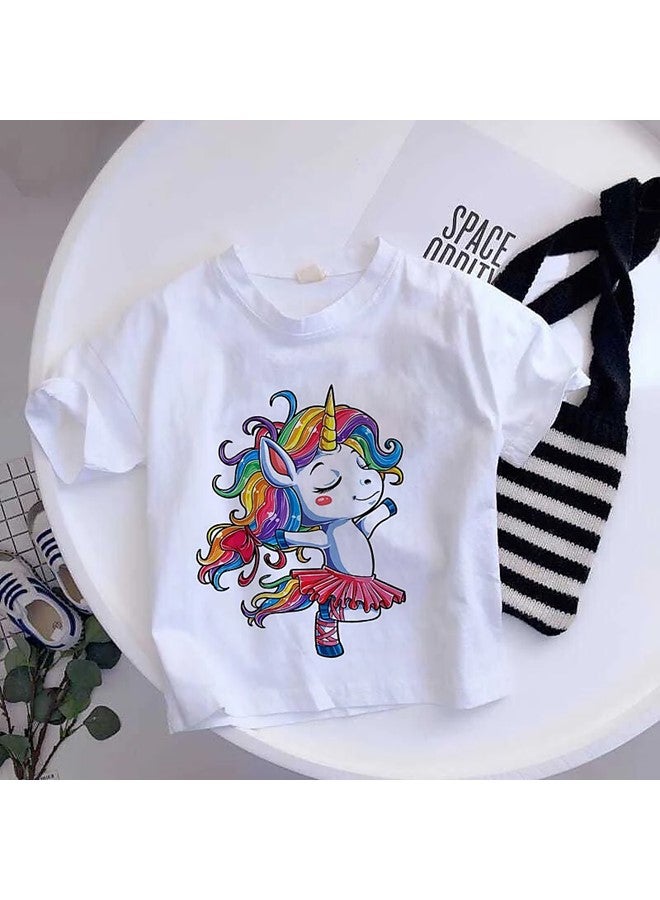 We Happy Unicorn Costume Theme T shirt for Kids Girls Rainbow Colorful Pattern Printed Birthday Party Wear - Image 3