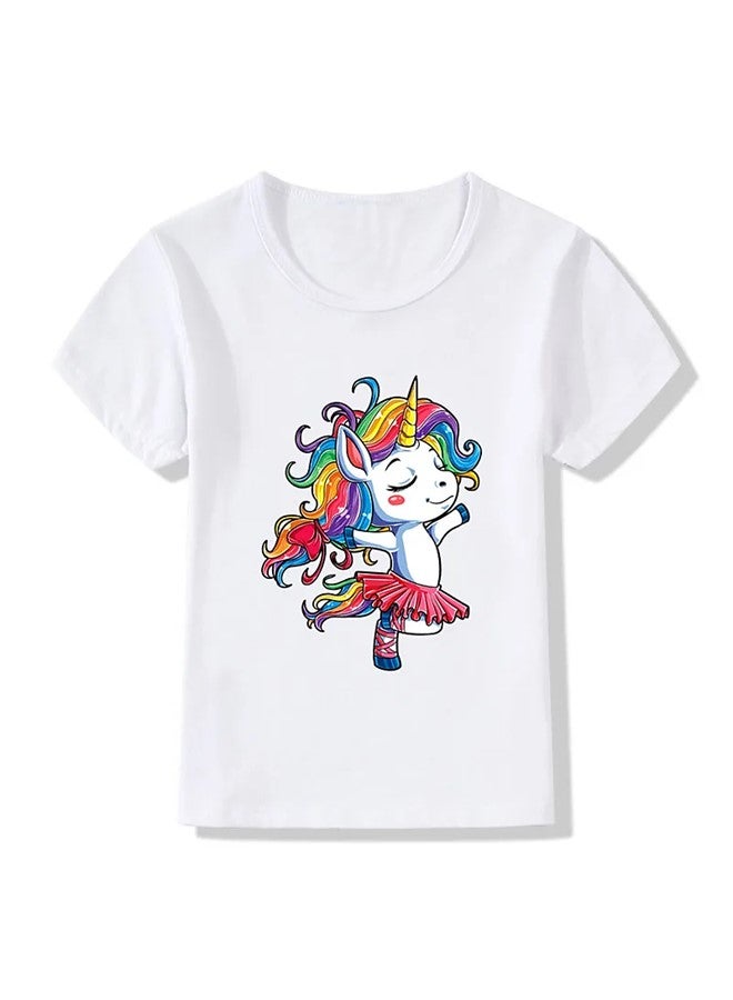 We Happy Unicorn Costume Theme T shirt for Kids Girls Rainbow Colorful Pattern Printed Birthday Party Wear - Image 2