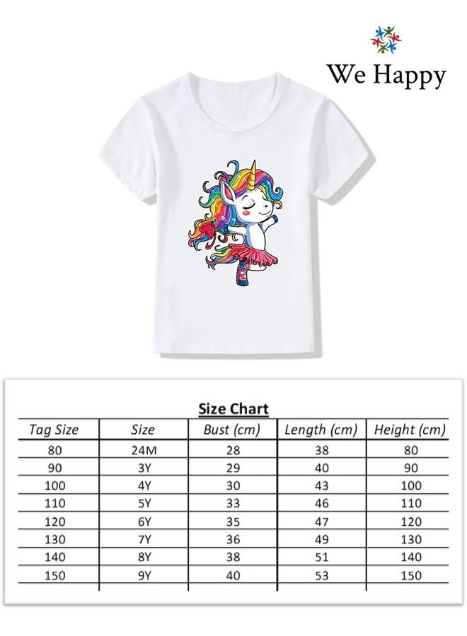 We Happy Unicorn Costume Theme T shirt for Kids Girls Rainbow Colorful Pattern Printed Birthday Party Wear - Image 4