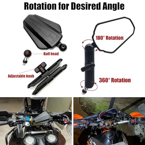 ZTYIOHG Motorcycle Folding Mirrors Rearview Mirrors with 7/8" Handlebar Mount M10 M8 Bolt Compatible with KLX300 250 KLR650 Himalayan 450 CRF300L 250L XR650L DR650 DRZ400 XL750 Transalp 390 ADV ATV Dirt Bike - Image 3