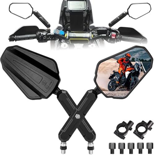 ZTYIOHG Motorcycle Folding Mirrors Rearview Mirrors with 7/8" Handlebar Mount M10 M8 Bolt Compatible with KLX300 250 KLR650 Himalayan 450 CRF300L 250L XR650L DR650 DRZ400 XL750 Transalp 390 ADV ATV Dirt Bike - Image 1