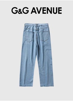 G&G AVENUE Straight Leg Jeans Spring And Autumn High Waist Jeans Men's Straight Tube Loose Wide Leg Pants Design Sense High Street Style Pants  - Image 3