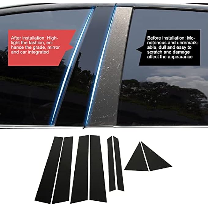 rayihni Door Window Cover Trim 8Pcs Door Window Pillar Trim Bright Black 4D Style Pc Replacement For Fx35 Fx45 20032008 - Image 5