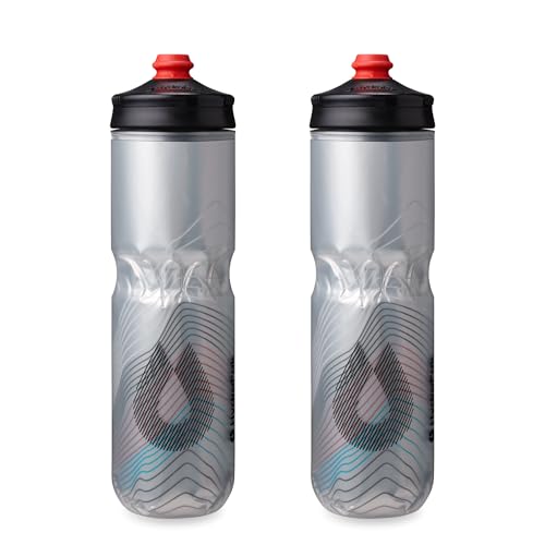HydraPak | Polar Bottle - Polar Surge Insulated Bike Water Bottle 2-Pack - High Flow, Cycling & Sports Squeeze Bottle (Ascent Silver, 700ml / 24oz) - Image 1