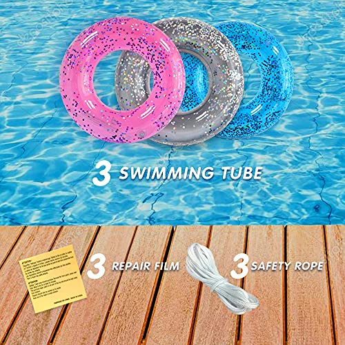 Animsco Pool Floats Kids 3 Pack, Inflatable Swim Rings for Kids Pool Tubes Toys, Pool Floats Ring Toys, Summer Beach Swimming Pool Floats Party Supplies + Patch&Tow Rope - Image 3