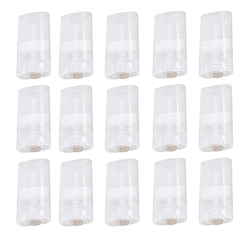Healthcom 15PCS 15ml Clear Empty Plastic Deodorant Containers 0.5 Oz New Empty Oval Lip Balm Tubes Containers for Lipstick Crayon Chapstick DIY Make Your Own Deodorant Cream Lotion Bar 